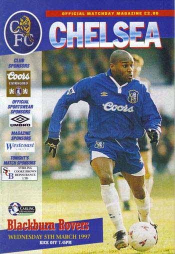 programme cover for Chelsea v Blackburn Rovers, 5th Mar 1997