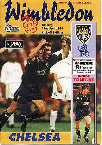 programme cover for Wimbledon v Chelsea, Tuesday, 22nd Apr 1997