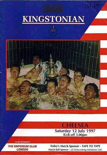 programme cover for Kingstonian v Chelsea, 12th Jul 1997