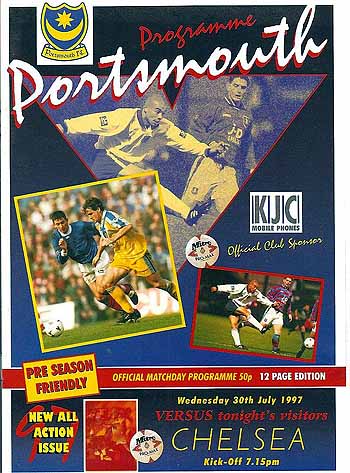 programme cover for Portsmouth v Chelsea, Wednesday, 30th Jul 1997