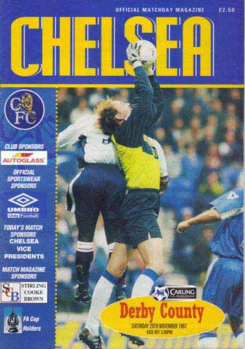 programme cover for Chelsea v Derby County, 29th Nov 1997
