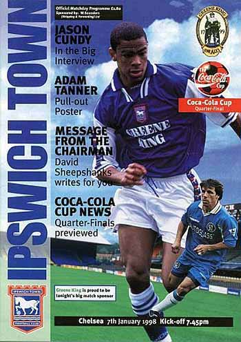 programme cover for Ipswich Town v Chelsea, 7th Jan 1998
