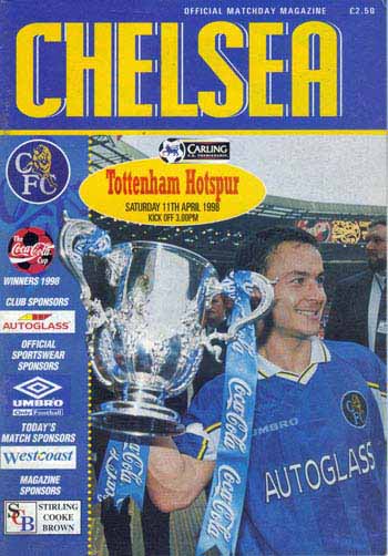 programme cover for Chelsea v Tottenham Hotspur, 11th Apr 1998