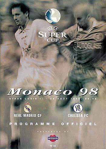 programme cover for Real Madrid v Chelsea, 28th Aug 1998