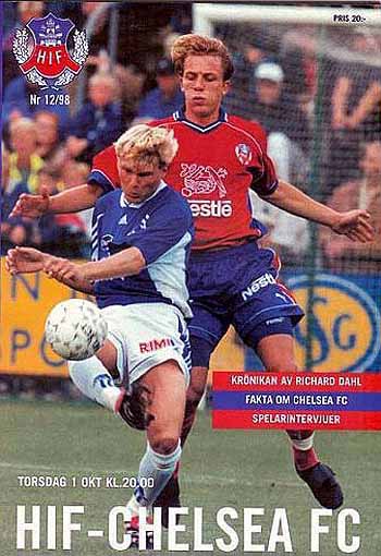programme cover for Helsingborgs IF v Chelsea, 1st Oct 1998