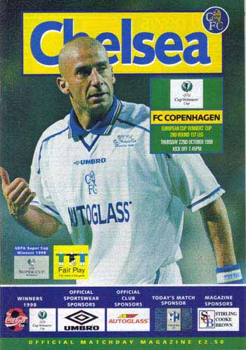 programme cover for Chelsea v FC Copenhagen, Thursday, 22nd Oct 1998