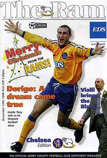 programme cover for Derby County v Chelsea, Saturday, 12th Dec 1998