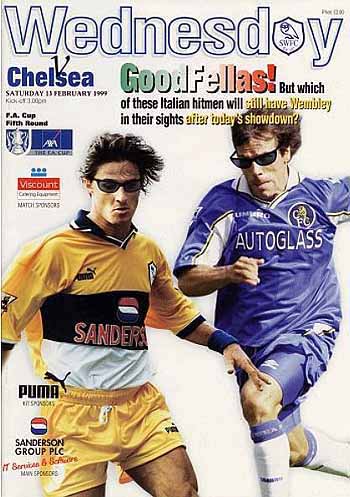 programme cover for Sheffield Wednesday v Chelsea, 13th Feb 1999