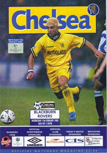 programme cover for Chelsea v Blackburn Rovers, 17th Feb 1999