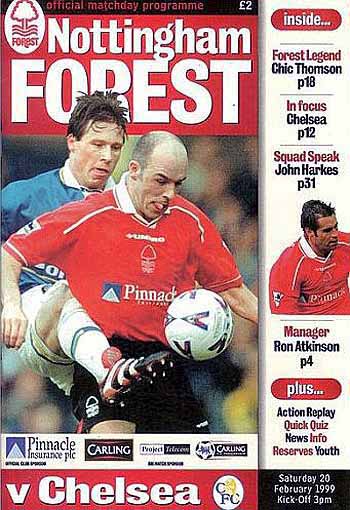 programme cover for Nottingham Forest v Chelsea, Saturday, 20th Feb 1999