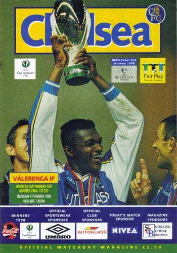 programme cover for Chelsea v Vålerenga, 4th Mar 1999