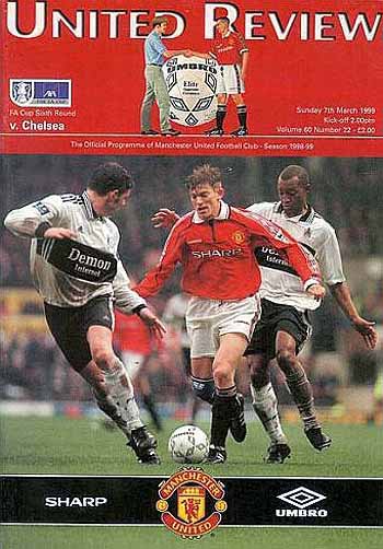 programme cover for Manchester United v Chelsea, 7th Mar 1999