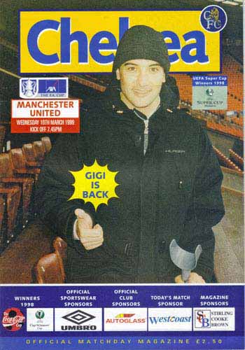 programme cover for Chelsea v Manchester United, 10th Mar 1999
