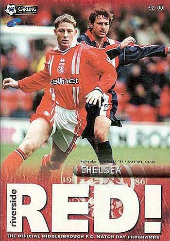 programme cover for Middlesbrough v Chelsea, Wednesday, 14th Apr 1999