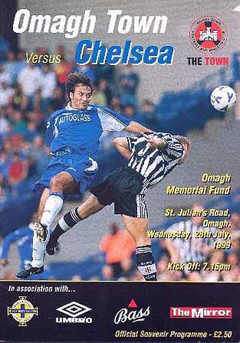 programme cover for Omagh Town v Chelsea, 28th Jul 1999