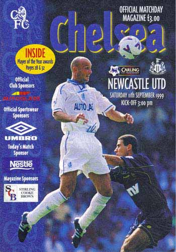 programme cover for Chelsea v Newcastle United, Saturday, 11th Sep 1999
