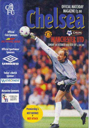 programme cover for Chelsea v Manchester United, 3rd Oct 1999