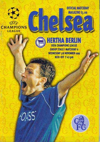 programme cover for Chelsea v Hertha Berlin, Wednesday, 3rd Nov 1999
