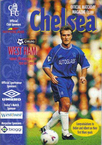 programme cover for Chelsea v West Ham United, Sunday, 7th Nov 1999