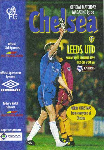 programme cover for Chelsea v Leeds United, Sunday, 19th Dec 1999