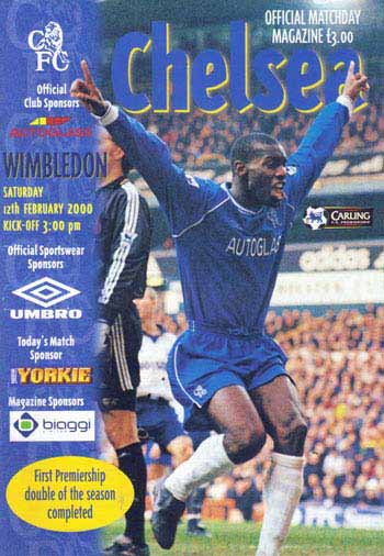 programme cover for Chelsea v Wimbledon, Saturday, 12th Feb 2000