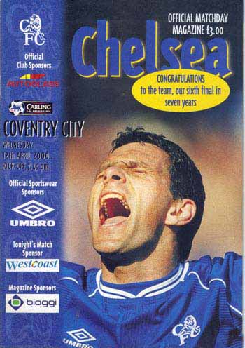 programme cover for Chelsea v Coventry City, 12th Apr 2000