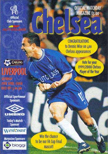 programme cover for Chelsea v Liverpool, Saturday, 29th Apr 2000
