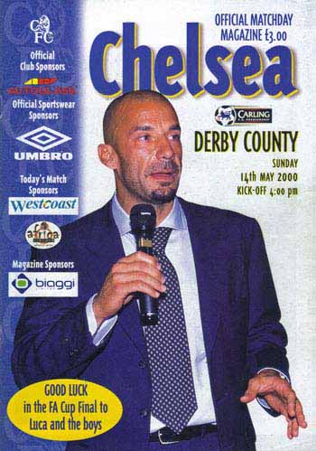 programme cover for Chelsea v Derby County, Sunday, 14th May 2000