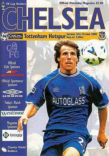 programme cover for Chelsea v Tottenham Hotspur, 28th Oct 2000