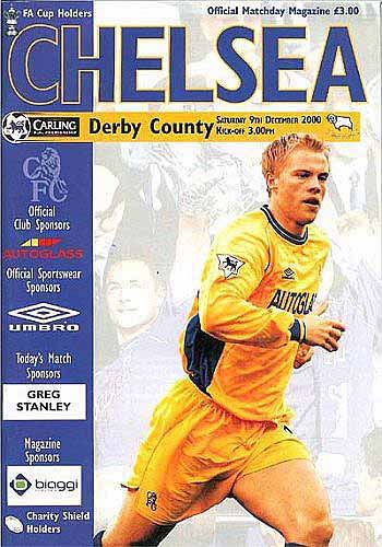 programme cover for Chelsea v Derby County, 9th Dec 2000