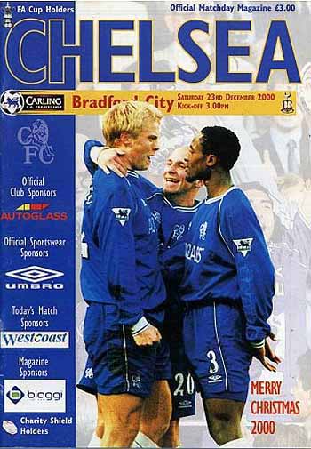 programme cover for Chelsea v Bradford City, Saturday, 23rd Dec 2000