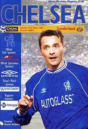 programme cover for Chelsea v Sunderland, 17th Mar 2001