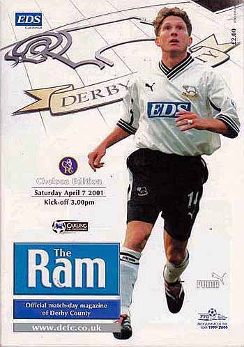 programme cover for Derby County v Chelsea, Saturday, 7th Apr 2001