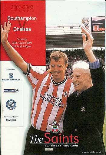 programme cover for Southampton v Chelsea, 25th Aug 2001