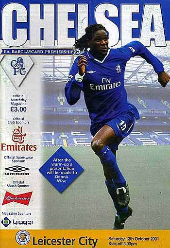 programme cover for Chelsea v Leicester City, Saturday, 13th Oct 2001