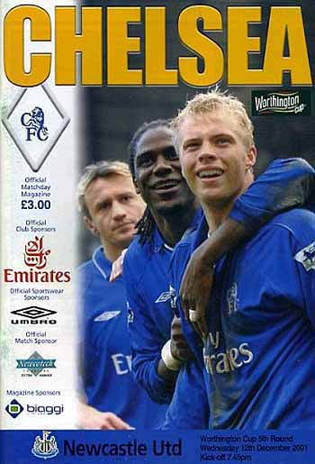 programme cover for Chelsea v Newcastle United, 12th Dec 2001