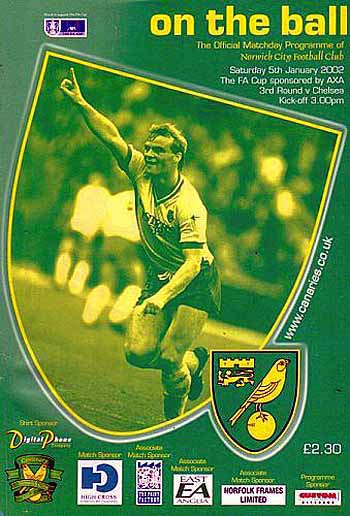 programme cover for Norwich City v Chelsea, 5th Jan 2002