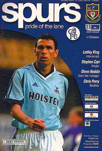 programme cover for Tottenham Hotspur v Chelsea, 10th Mar 2002