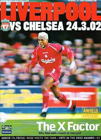 programme cover for Liverpool v Chelsea, 24th Mar 2002