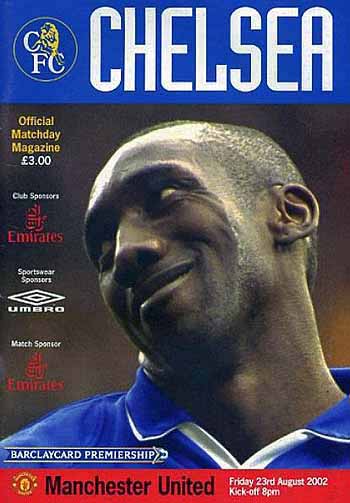 programme cover for Chelsea v Manchester United, 23rd Aug 2002