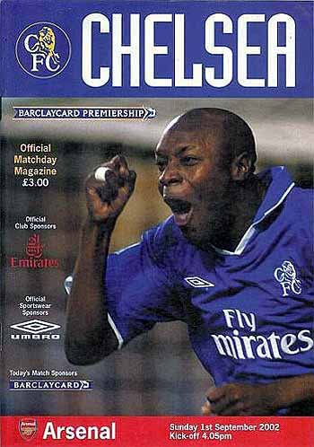 programme cover for Chelsea v Arsenal, 1st Sep 2002