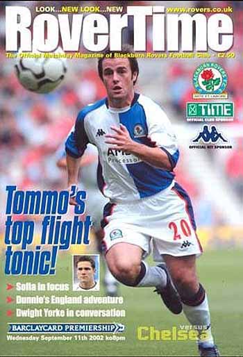 programme cover for Blackburn Rovers v Chelsea, Wednesday, 11th Sep 2002