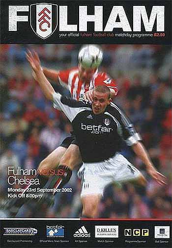 programme cover for Fulham v Chelsea, Monday, 23rd Sep 2002