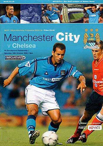 programme cover for Manchester City v Chelsea, 19th Oct 2002