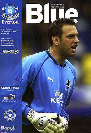 programme cover for Everton v Chelsea, 7th Dec 2002