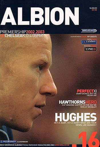 programme cover for West Bromwich Albion v Chelsea, 16th Mar 2003
