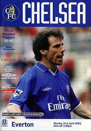 programme cover for Chelsea v Everton, Monday, 21st Apr 2003