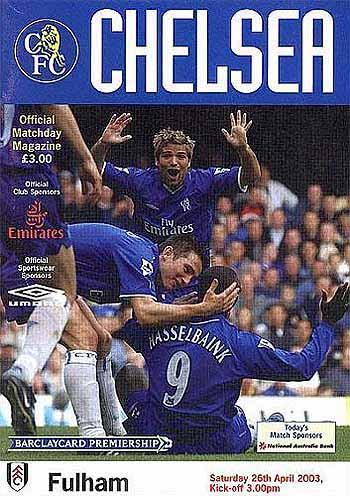 programme cover for Chelsea v Fulham, 26th Apr 2003