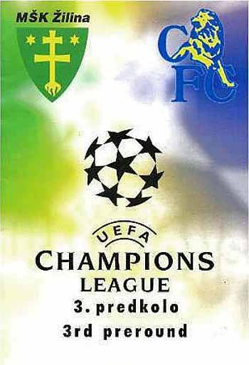 programme cover for MSK Zilina v Chelsea, 13th Aug 2003