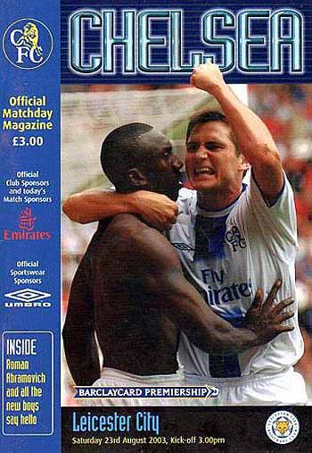 programme cover for Chelsea v Leicester City, 23rd Aug 2003